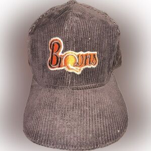 Vtg NFL Cleveland Browns‎ Script SnapBack Hat Cap Corduroy Vintage
